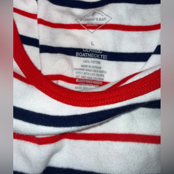 St. John's Bay Women’s striped classic Boat neck 3/4 sleeve set or 2 shirts - Picture 7 of 12